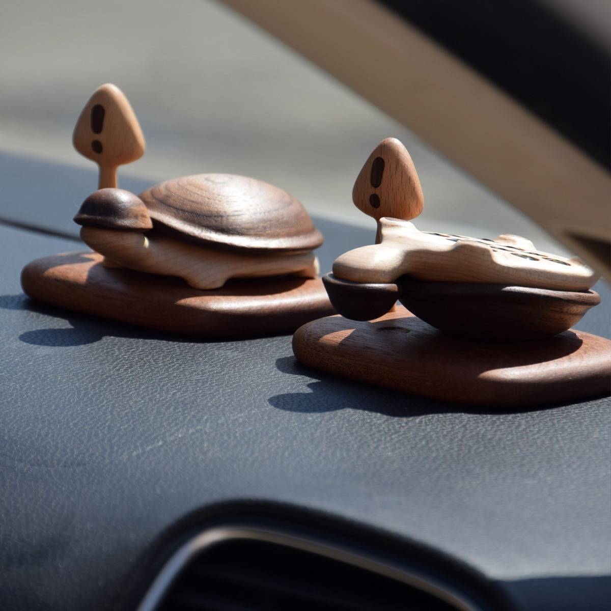 【慢龟号码牌】车载摆件创意挪车牌可隐藏号码实木质乌龟