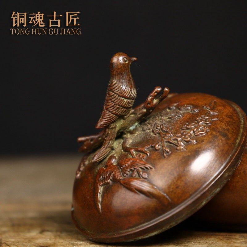 纯铜苏工喜鹊烟灰缸家居装饰摆件客厅办公室桌面摆设铜工艺品,家居饰品,香薰炉,淘宝优惠券,粉丝福利购,淘宝优惠卷