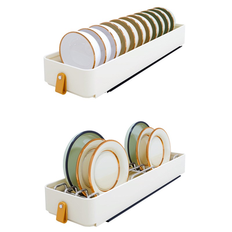 厨房窄柜拉d篮抽拉碗碟收纳架橱柜夹缝碗架抽屉式放碗盘沥水置物