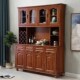 实木橡胶木酒柜靠墙餐边柜餐厅储物柜玻璃高酒柜餐边柜简约中式