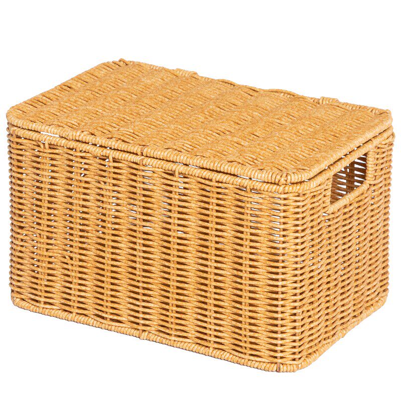 手工编织仿藤编收纳筐特大号客厅电视柜抽屉整理篮置物架工艺品