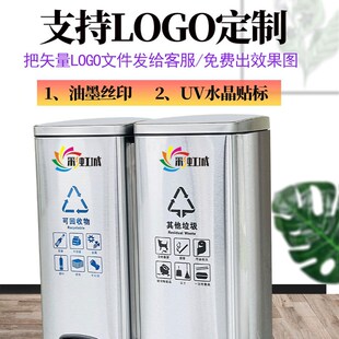 不锈钢分类垃圾桶商用办公室公共场所酒店大容量带盖脚踏式垃圾箱