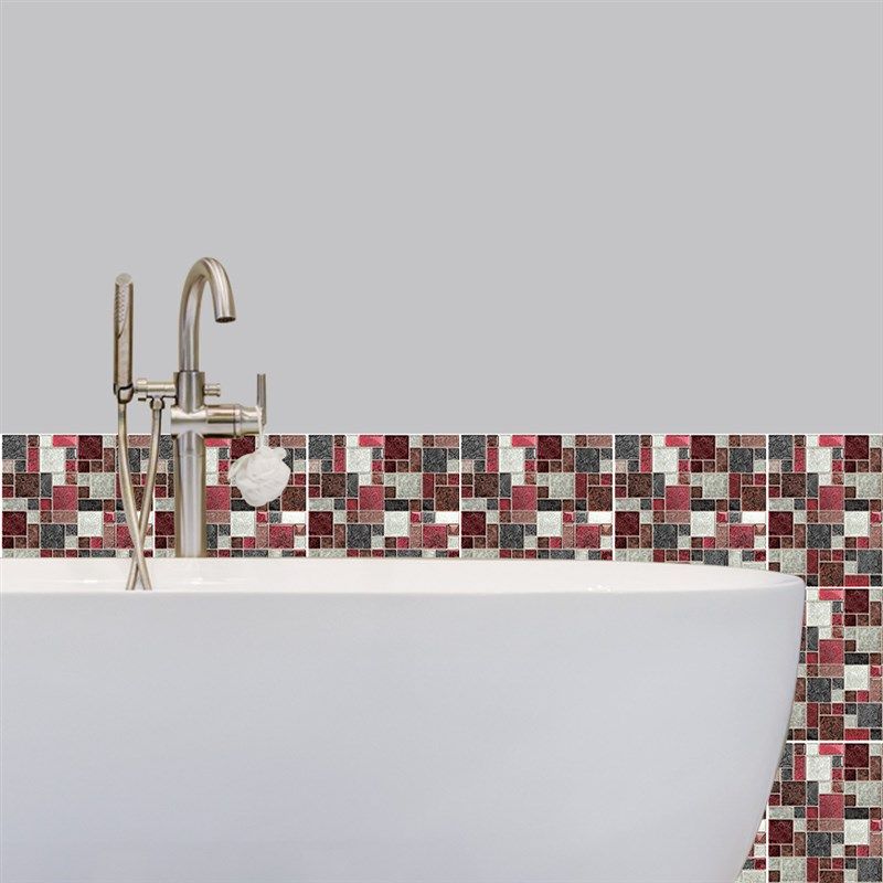 宝石红马赛克仿瓷砖贴纸欧式厨房防油墙贴自粘浴室艺术装饰壁贴画,家居饰品,软装墙贴,淘宝优惠券,粉丝福利购,淘宝优惠卷