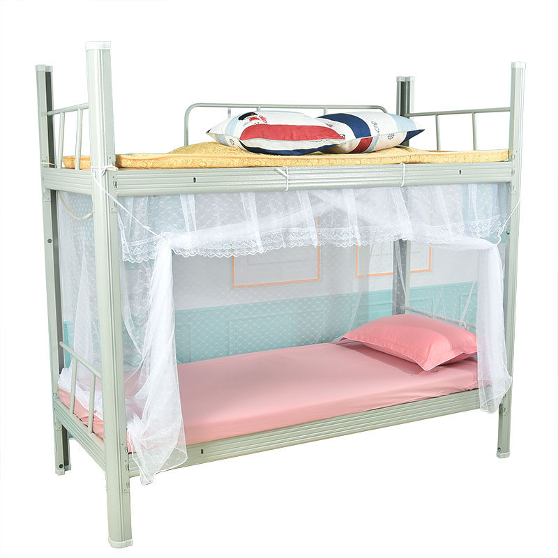 新款学生蚊帐上铺下铺通用 学校宿舍女生单人床90x190免安装 家用