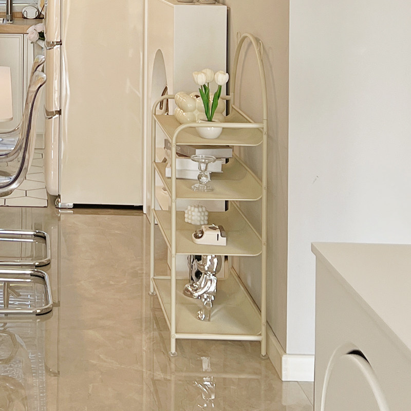 奶油风白色落地水杯餐边柜置物架小尺寸厨房收纳架靠墙储物茶水柜