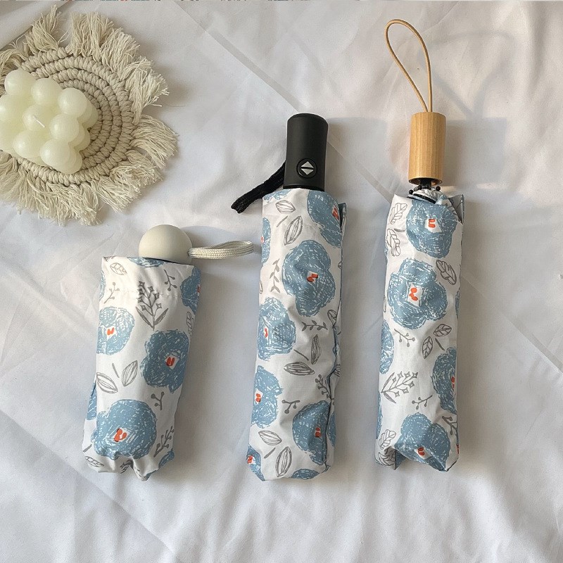 法式遮阳伞防晒折叠复古 手开两用E晴雨ins雨伞黑胶韩版学生女