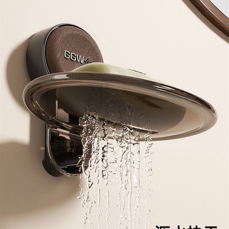 木纹肥皂盒壁挂式免打孔新款家用卫生间浴室吸盘香皂碟沥水置物架