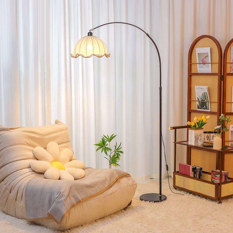 钓鱼灯落地灯客厅卧室沙发旁w边氛围艺术中古奶油风极简现代台灯