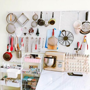 洞洞板墙上置物架网红甜品店烘焙工具裱花嘴收纳墙不锈钢配件定制