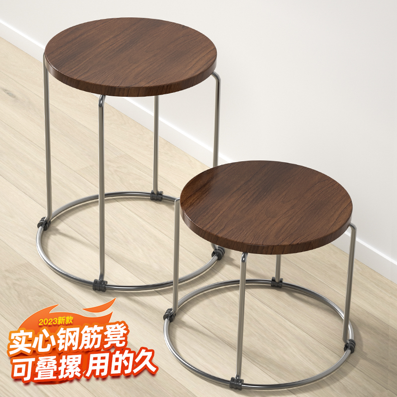 凳子家用塑料可叠j放小板凳餐凳加厚客厅结实耐用现代简约餐桌圆