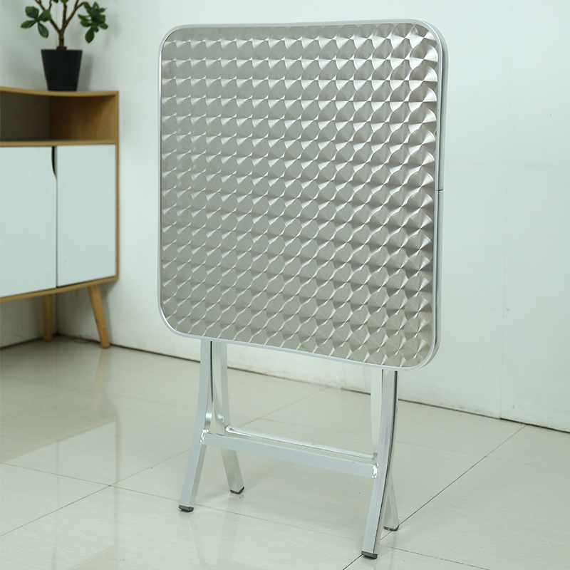 不锈钢餐桌铝合金可折叠家用学习C小桌子出租屋圆型桌地推正方形