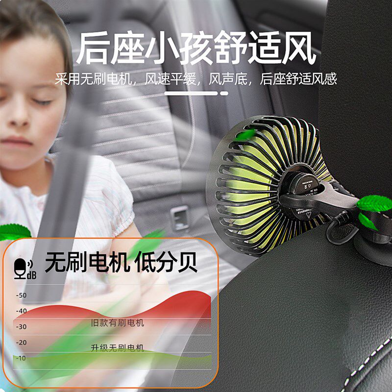 车用风扇汽车内强力车载电风扇12v24v通用usb插口后排专用小风扇