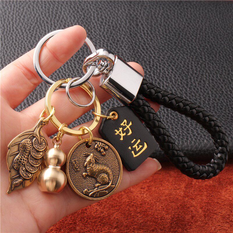 生肖牛年黄铜葫芦一夜生财钥匙扣平安diy叶子手工铜车钥匙挂件,节庆用品/礼品,钥匙扣,淘宝优惠券,粉丝福利购,淘宝优惠卷