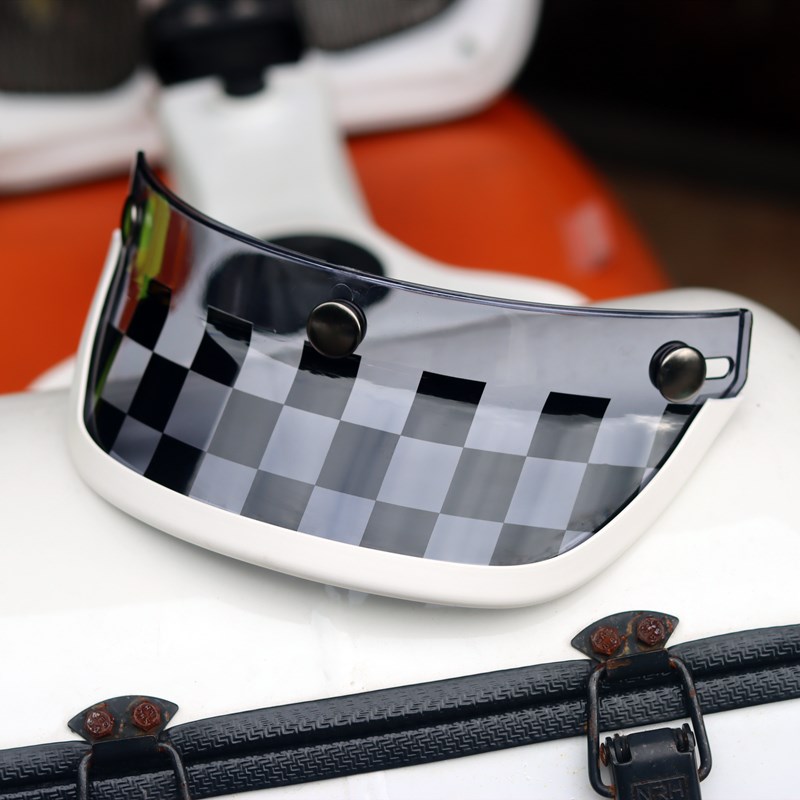 头盔帽檐摩托车头盔帽沿半盔x遮阳帽檐黑白格子防晒43复古头盔配