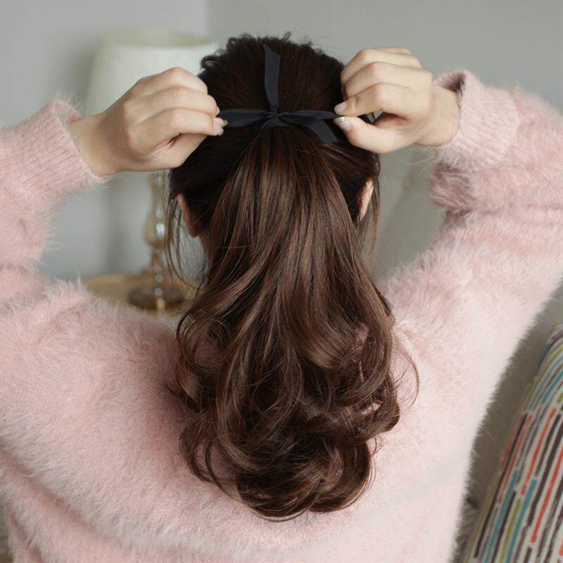 真发马尾可卷发假发尾辫子绑带式隐形自然真人中长发短假马尾女