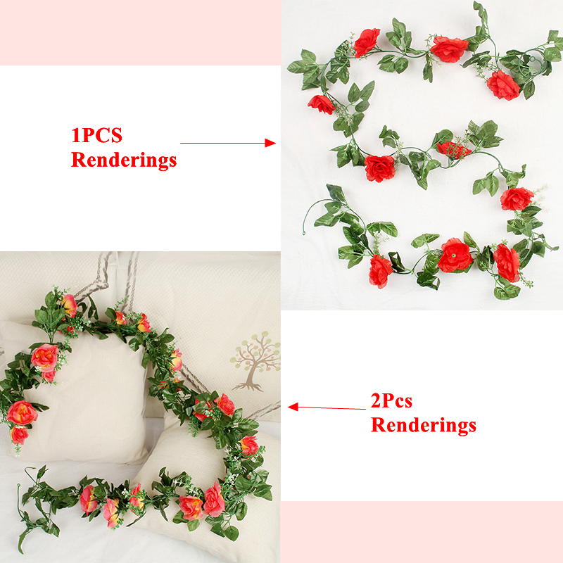 Zerolife Artificial Flower Decor Rose Silk Flower Garland Fo