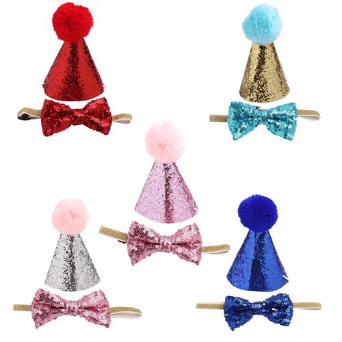 好货2Pcs/set Pet Dogs Caps With Bowknot Cat Dog Birthday