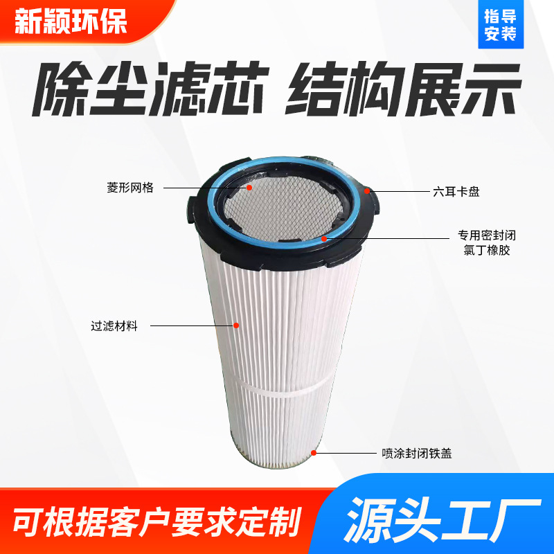 新款工业除尘滤芯空气净化滤筒滤清器六耳快拆滤芯喷粉设备粉尘品