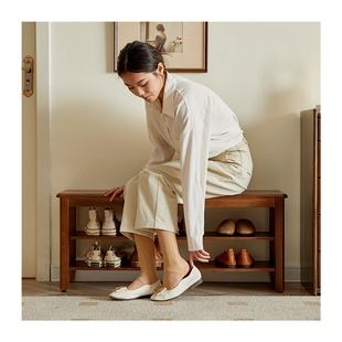 极速实木换鞋 凳进门入户长条凳可坐式 鞋 柜坐凳一体 凳家用门口穿鞋