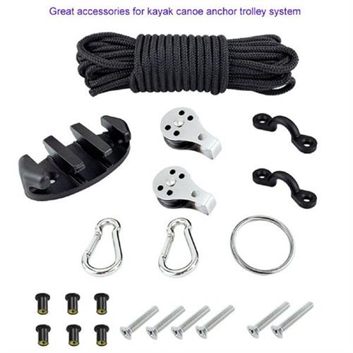 Kayak Canoe Anchor Trolley System Kit Cleat Rope Rigging