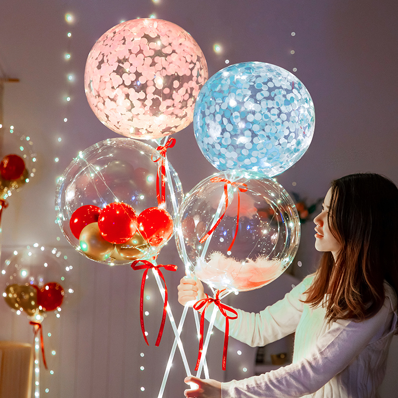 中秋国庆节浪漫表白新款发光波波球托杆套餐地摊夜市广场气球礼品