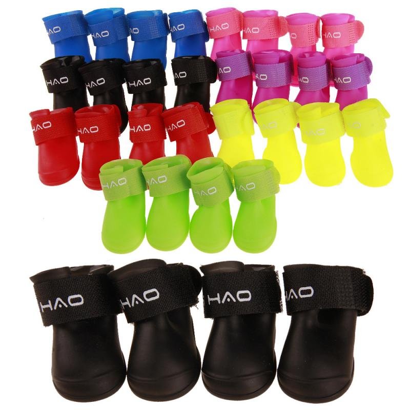 new 2021 New 7 Color 4pcs 5 Size PVC  Pet Dog Rain Shoes An