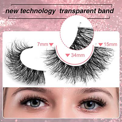 False Eyelashes Natural Look Wispy Lashes with Clear Band 15