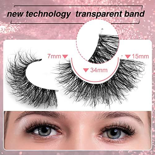 False Eyelashes Natural Look Wispy Lashes with Clear Band 15