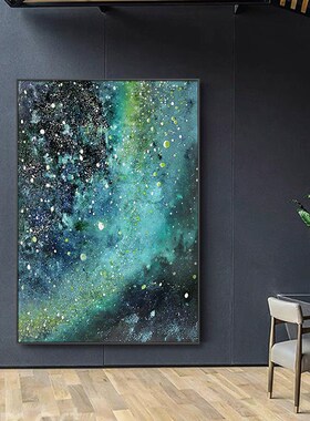 好货绿色星海点缀沙发背景墙装饰画大幅肌理感客厅落地画抽象玄关