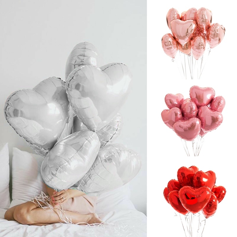 10pcs Multi Rose Gold Heart Foil Balloons Helium Balloon Bi