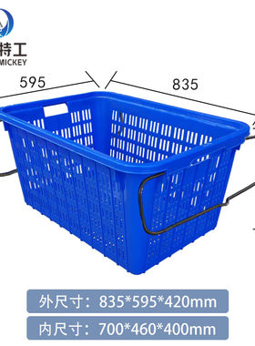 米奇特工TQSN43塑料筐周转箱沥水篮收纳筐方筛物流收纳箱1#蓝色: