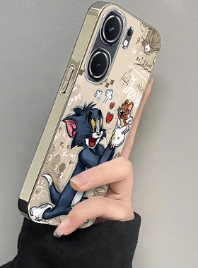 适用iqooneo9/8pro手机壳10新款vivoiqooneo5电镀猫和老鼠ipooneo6se全包防摔iq00neo7软icooneo3卡通noe男生