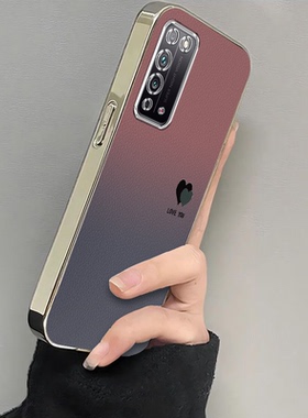 适用荣耀X10手机壳新款电镀渐变爱心Honorx10max保护套创意honorx1o的软壳硅胶叉十telanooa全包防摔h0n0rx女