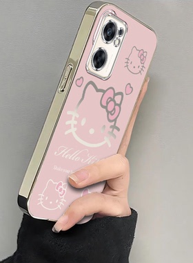 适用PFCM00手机壳OPPOPFCM00套OPPOReno7SE5G新款OPPO外壳OPPOPFCMOO全包PFCMOO防摔ES电镀粉色kt猫女Reno