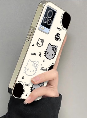 适用iQOO7手机壳vivoiQOO7保护套vivo爱酷iQ007外壳i酷iPOO卡通iQO硅胶iOOQ全包iQQO防摔iQ7iCOO女电镀凯蒂猫