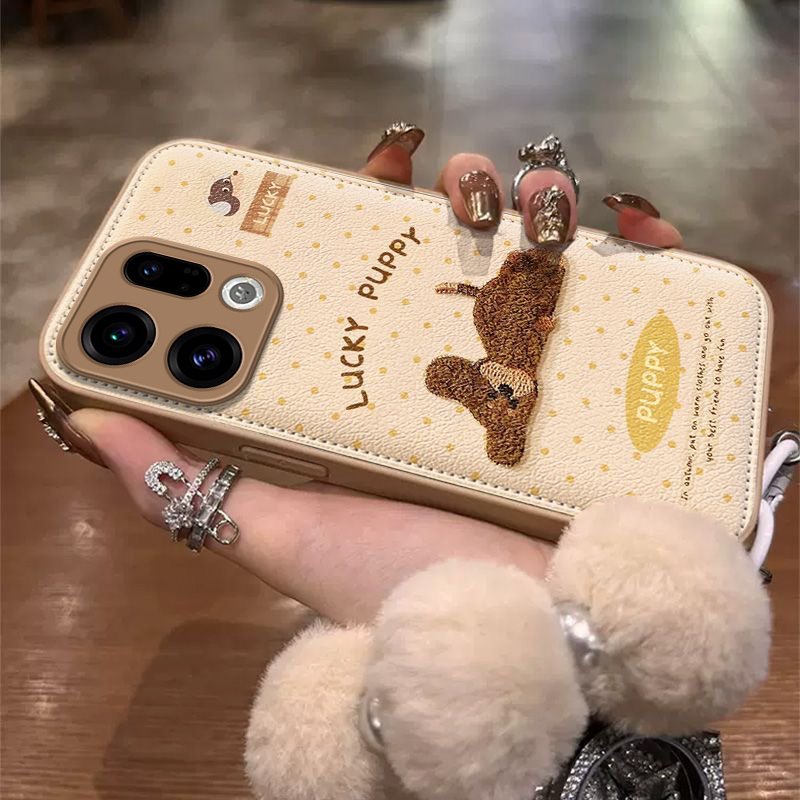 适用OPPOFindX9手机壳FindX9Pro保护套OPPO新款毛绒卡通Find硅胶X9镜头全包防摔OPPOFind9X外壳OPPOX英文小狗