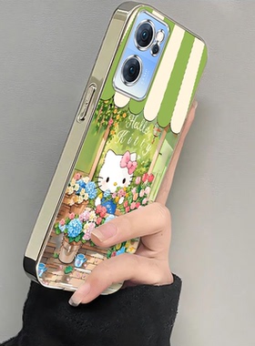 适用oppoReno7手机壳Reno7pro软新款opporone7SE全包防摔reon75G系列女外壳opp0pp0ppor保护套5G电镀春日KT猫