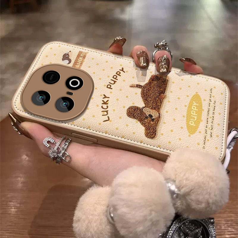 适用iQOOZ10Turbo手机壳Z10TurboPro保护套vivoiQOOZ爱酷iQ00iQZ新款Pro硅胶全包防摔高级感毛绒秋冬英文小狗