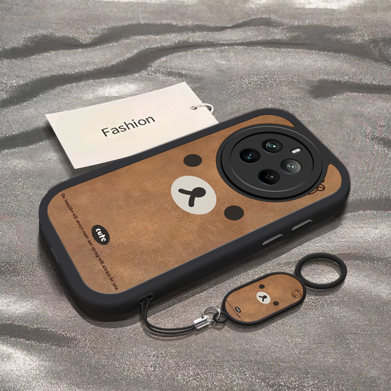 适用真我12pro手机壳13realme11por+新款V20棕色轻松熊OPPOV30t全包防摔真我10硅胶v23i女v15外壳v11s男V3v25