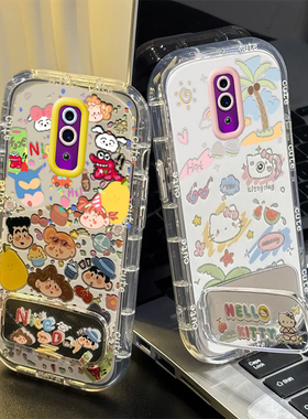 适用OPPOReno手机壳升降摄像头PCAM00保护套OPPO一代Reno1镜面泡芙KT猫小新新款0PP0全包防摔OPReno女带支架