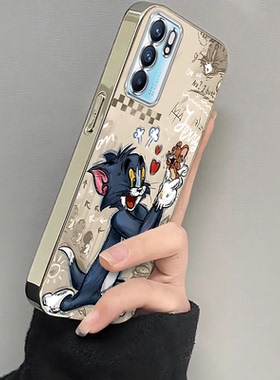 适用oppoReno6手机壳Reno6pro+新款opopreno65G全包防摔外壳reon十opp0pp0pporeno6男女保护套5G电镀猫和老鼠