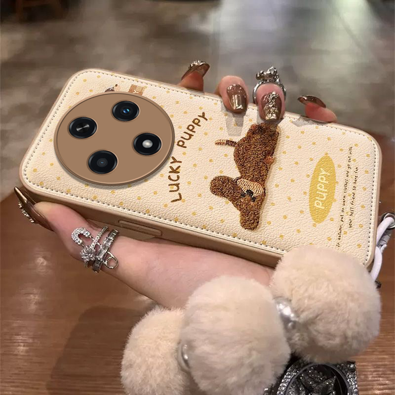 适用OPPOA3iPlus手机壳OPPO A3i Plus5G保护套新款iPuls外壳iPius硅胶OPA全包OPPA防摔0PP0毛绒卡通英文小狗