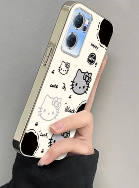 适用oppoReno7手机壳Reno7pro女新款opporone7SE全包防摔reon75G系列硅胶外壳opp0pp0ppor保护套女电镀凯蒂猫