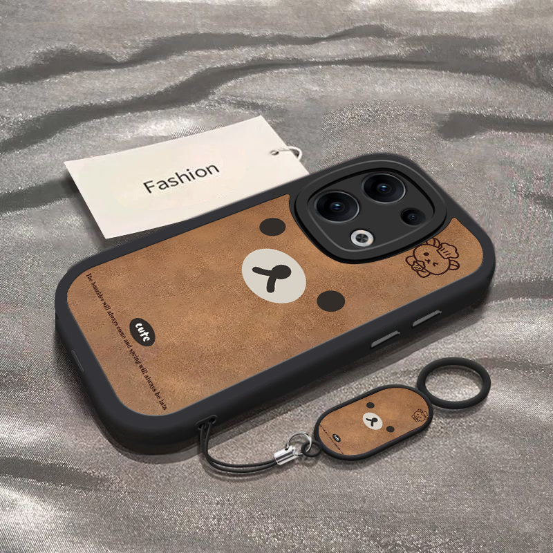 适用opporeno13/12pro手机壳11/10新款reno9pro+棕色轻松熊reno8se/7/6硅胶reon5k女rone4软reno3防摔2Z全包