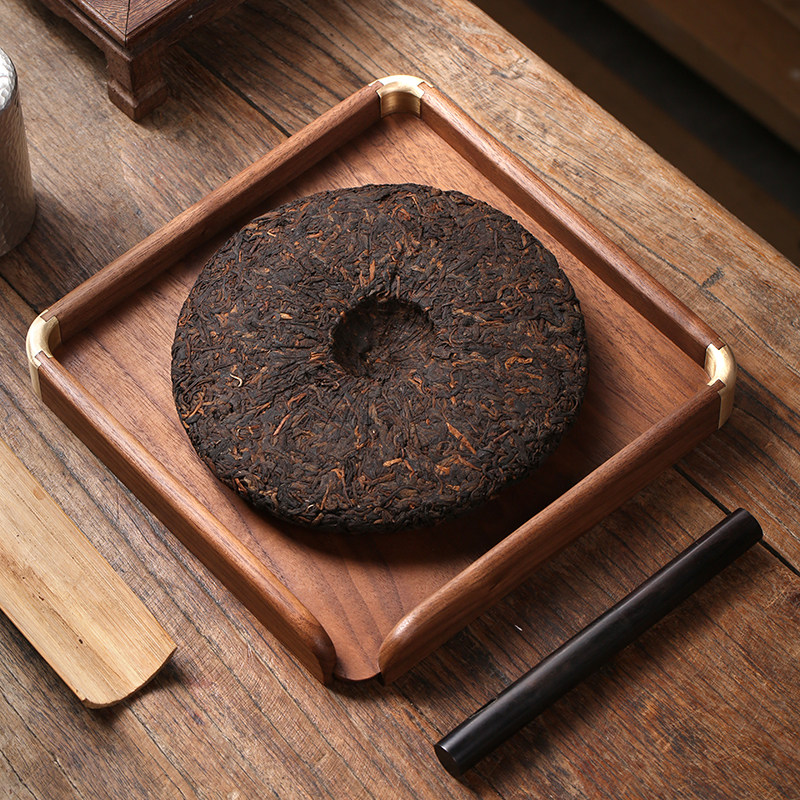 天然北美黑胡桃木茶盘分茶盘开 口实木撬茶盘茶饼专用茶盒中式茶