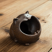 粗陶创意烟灰缸复古陶瓷s卡通办公室客厅个性 防风防飞灰 潮流时尚