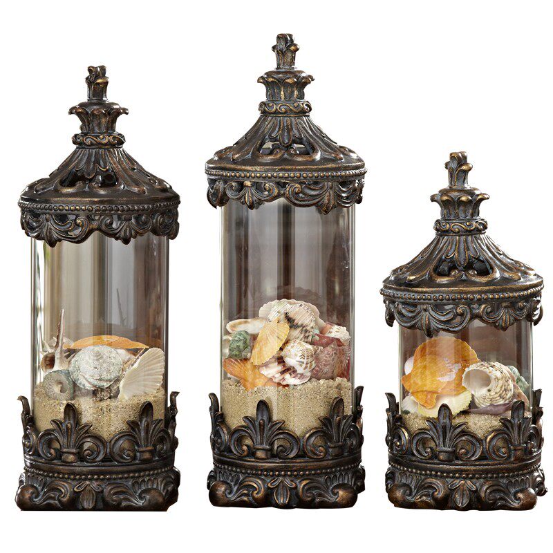 美式轻奢金色复j古玻璃密封罐储物罐装饰罐干花罐糖果罐茶叶罐包,家居饰品,储物罐,淘宝优惠券,粉丝福利购,淘宝优惠卷