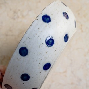 目外复古波点深盘陶l土窑变7.8英寸深碗家用创意菜盘子餐厅陶瓷盘