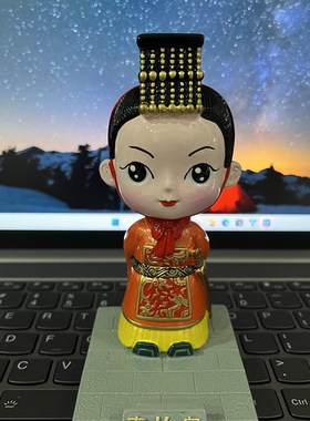 兵马俑博物馆f出品卡通兵马俑摆件手机平板支架西安旅游纪念送老