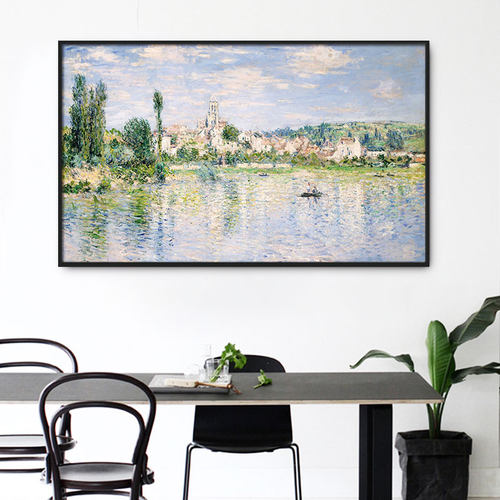 莫奈油画a世界名画 夏季塞纳河畔的风景 数字油画手工画diy油彩画